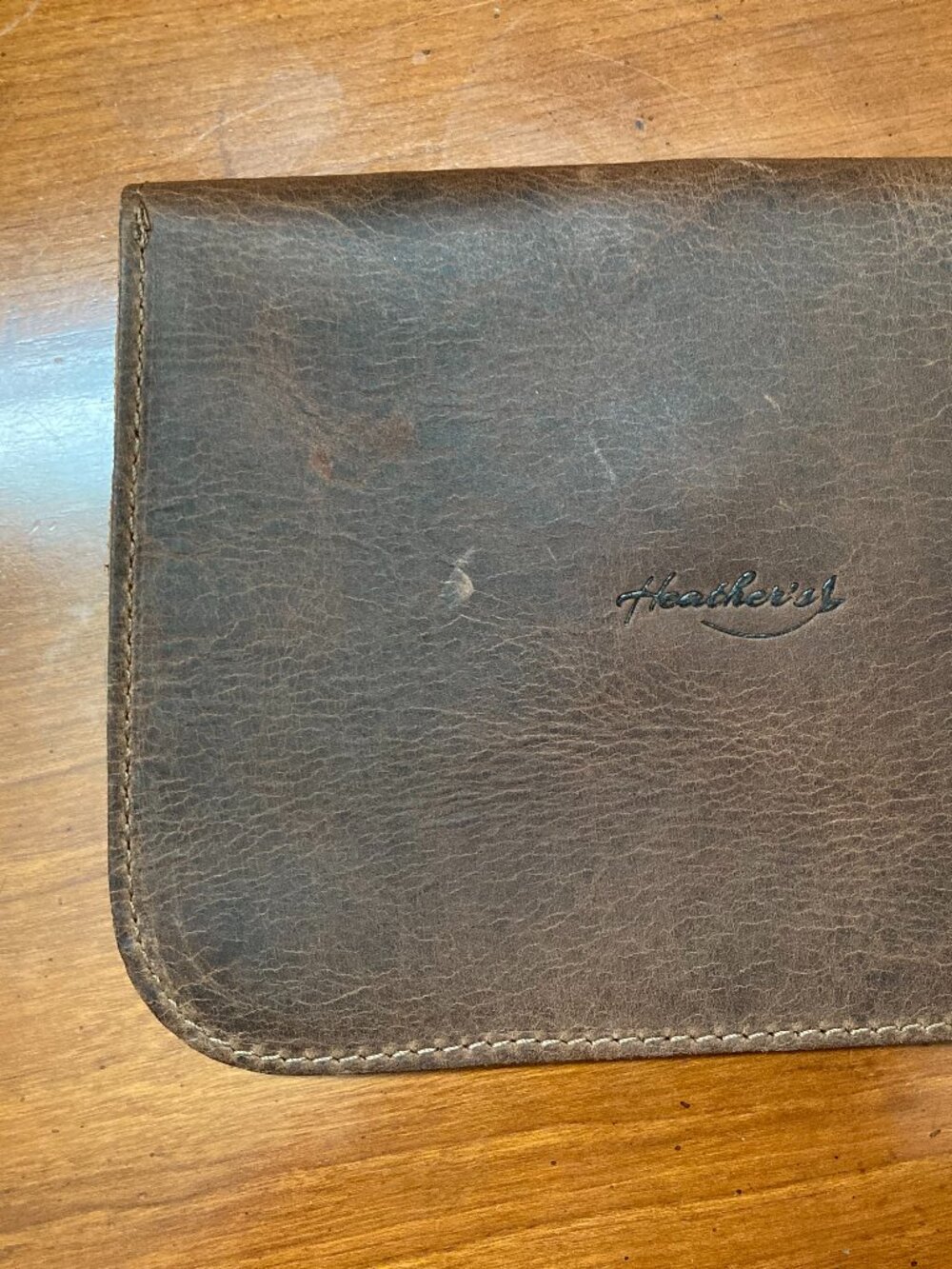 Leather Flower Card Wallet Brown By Heathers - Picture 3 of 4